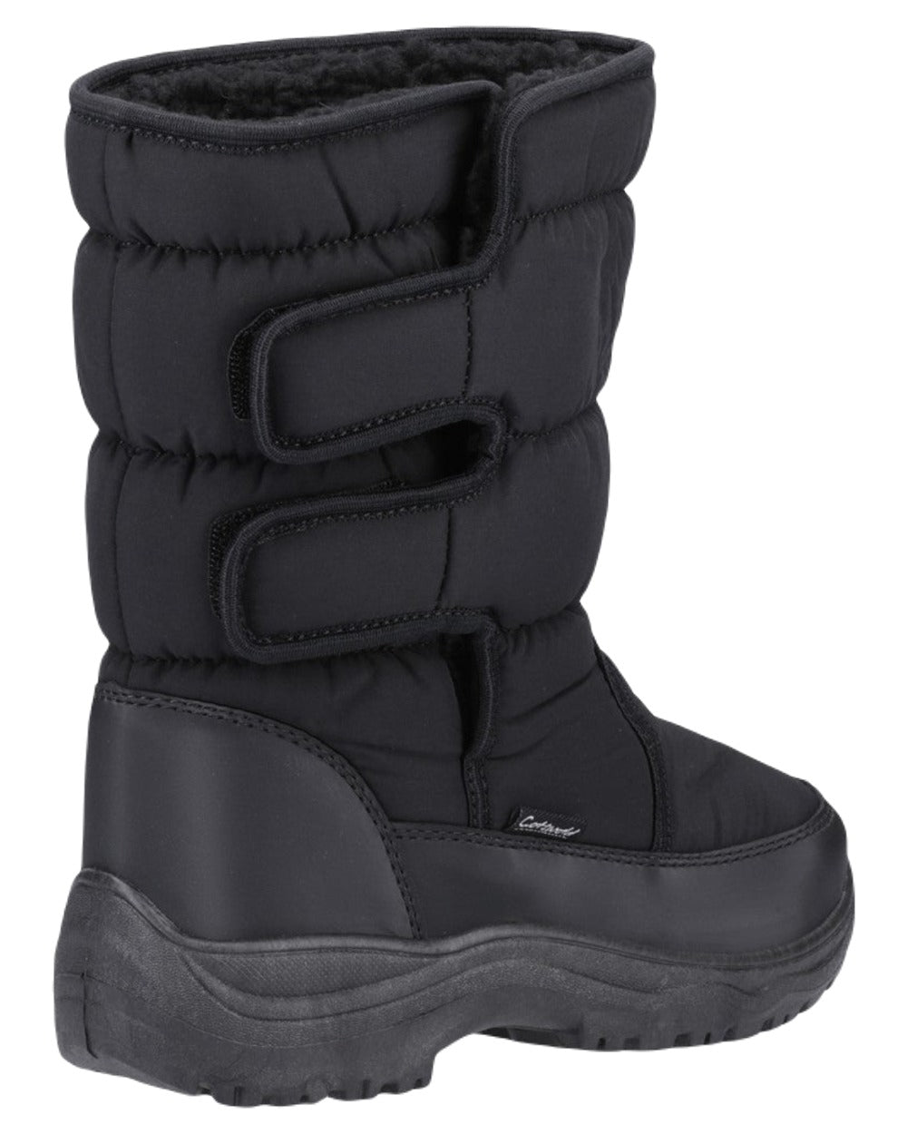 Black Coloured Cotswold Womens Welland Snowboots on White Background
