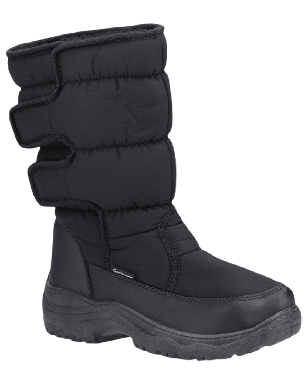 Black Coloured Cotswold Womens Welland Snowboots on White Background
