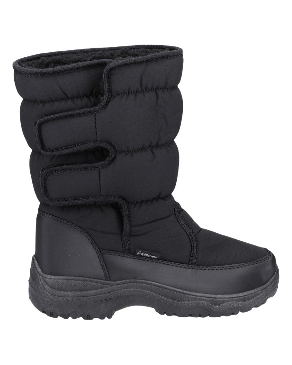 Black Coloured Cotswold Womens Welland Snowboots on White Background
