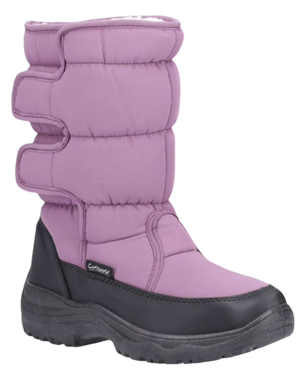 Purple Coloured Cotswold Womens Welland Snowboots on White Background
