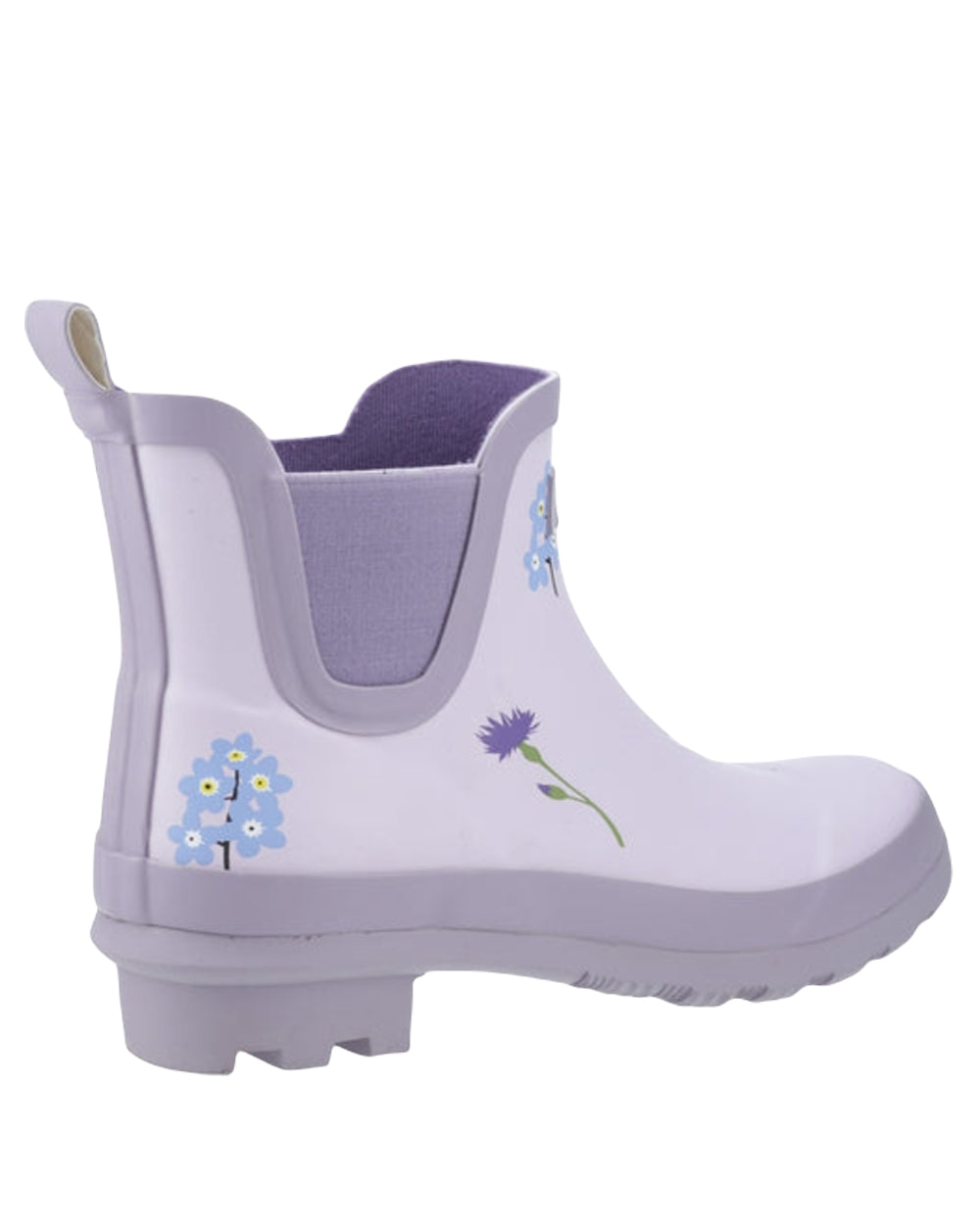 Lilac Coloured Cotswold Womens Wildflower Ankle Wellingtons on White Background
