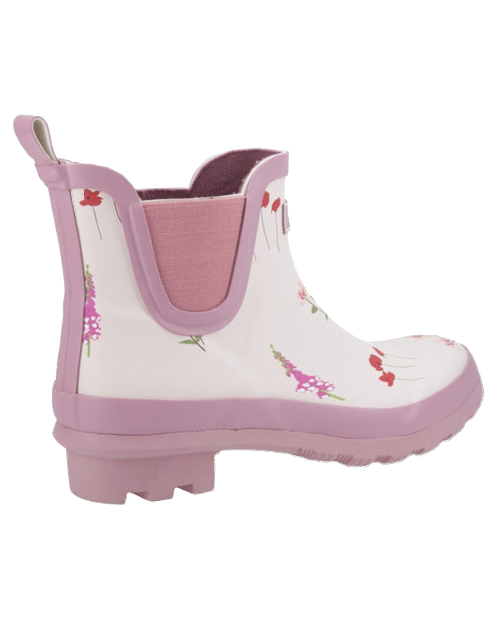 Pink Coloured Cotswold Womens Wildflower Ankle Wellingtons on White Background
