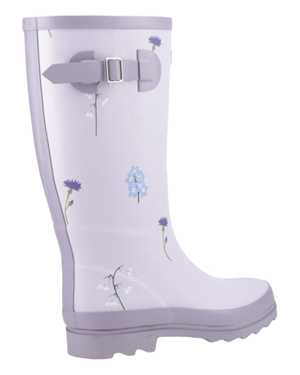 Lilac Coloured Cotswold Womens Wildflower Tall Wellingtons on White Background
