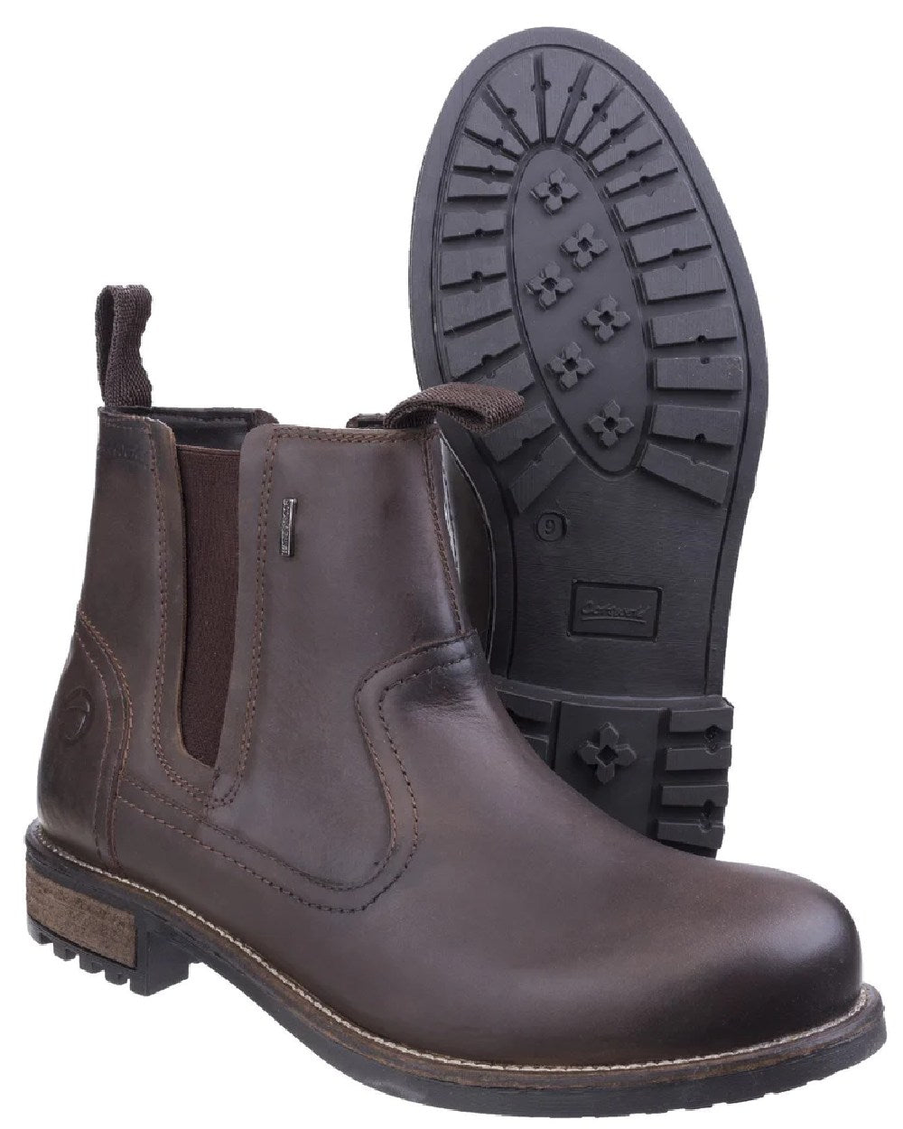 Brown Coloured Cotswold Worcester Chelsea Boots on White Background
