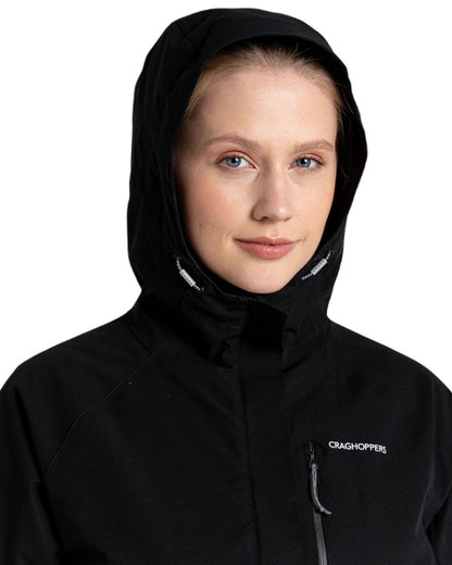 Black Coloured Craghoppers Caldbeck Ladies Jacket On A White Background 