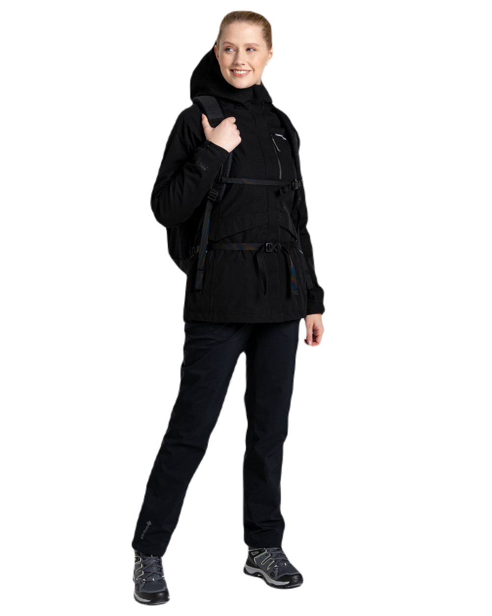 Black Coloured Craghoppers Caldbeck Ladies Jacket On A White Background 