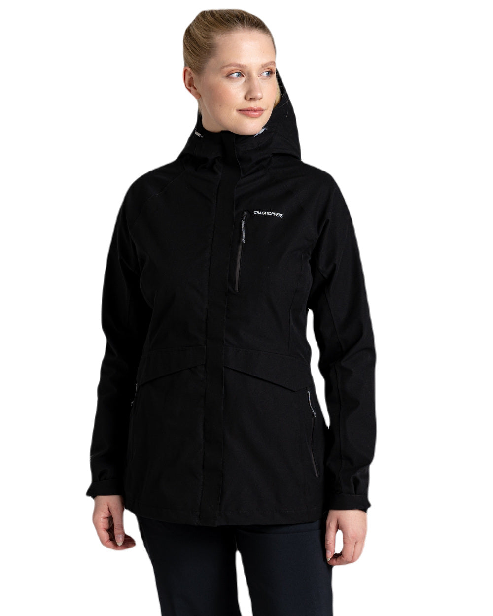 Black Coloured Craghoppers Caldbeck Ladies Jacket On A White Background 