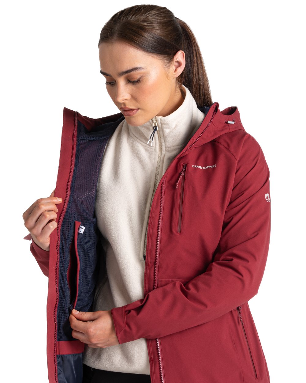 Mulberry Jam Coloured Craghoppers Caldbeck Ladies Jackets On A White Background 