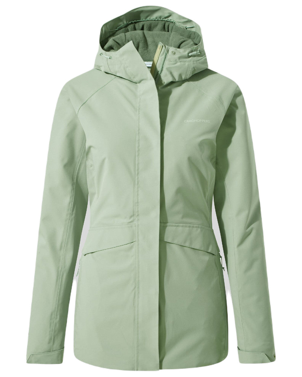 Meadow Haze Coloured Craghoppers Caldbeck Womens Waterproof Thermal Jacket On A White Background 