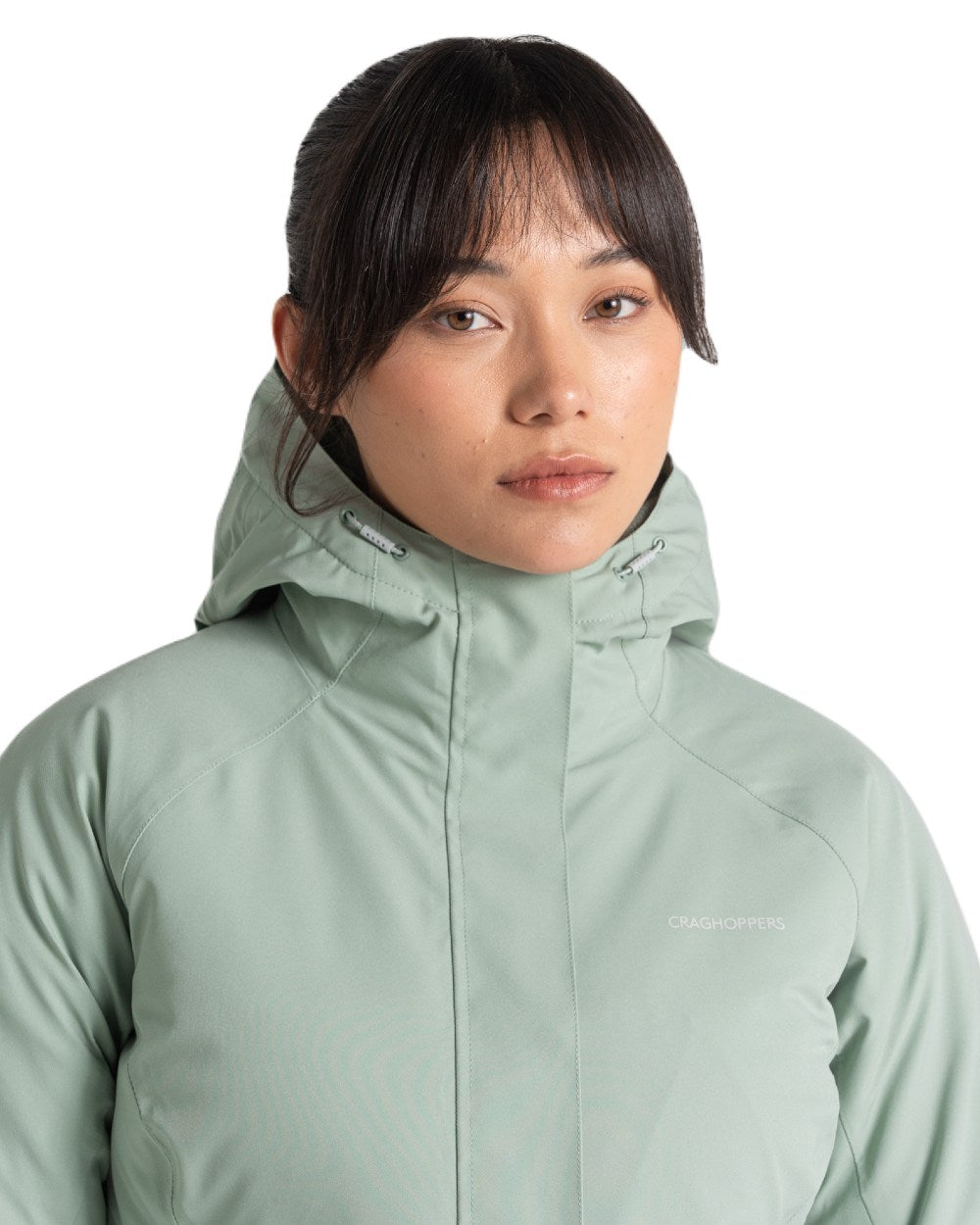 Meadow Haze Coloured Craghoppers Caldbeck Womens Waterproof Thermal Jacket On A White Background 