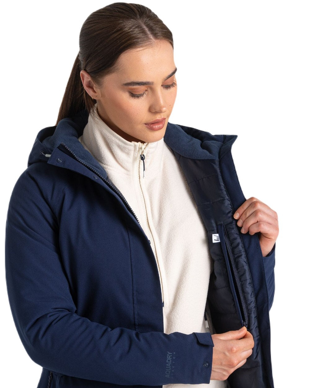 Blue Navy/Blue Navy Coloured Craghoppers Caldbeck Womens Waterproof Thermal Jacket On A White Background 