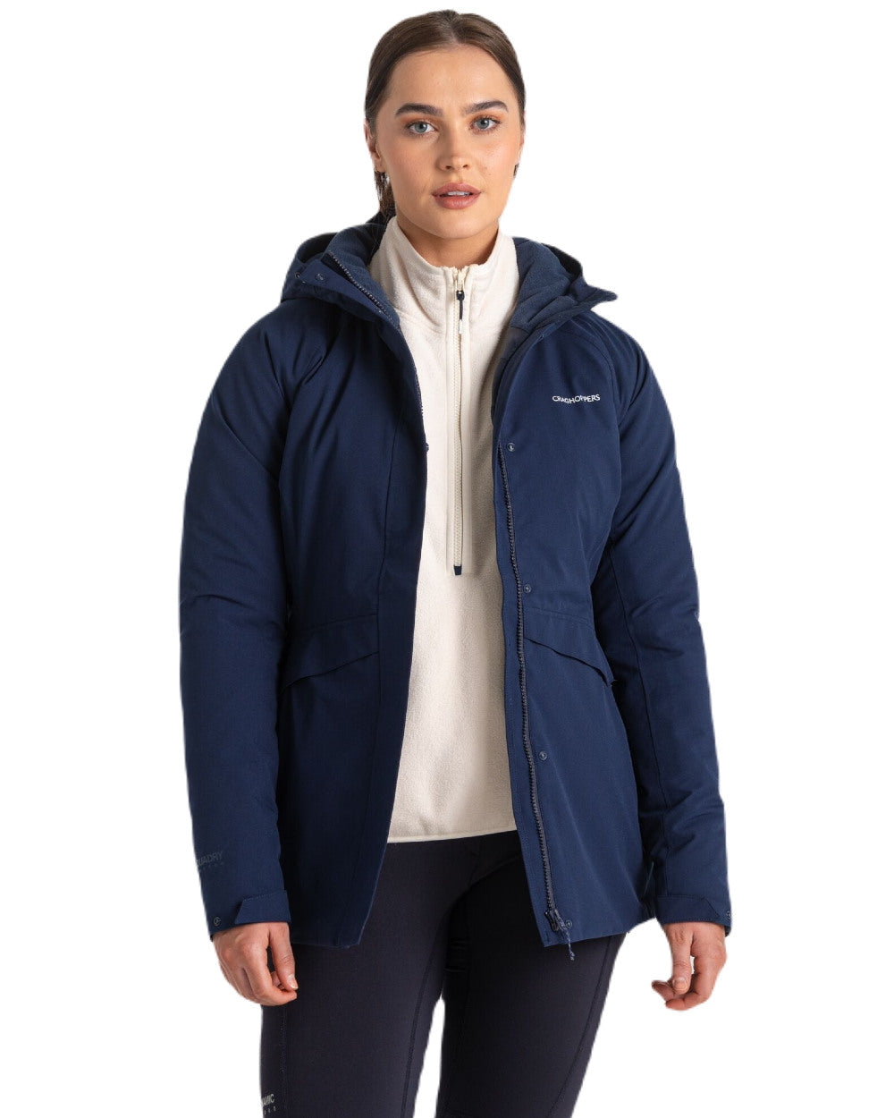 Blue Navy/Blue Navy Coloured Craghoppers Caldbeck Womens Waterproof Thermal Jacket On A White Background 