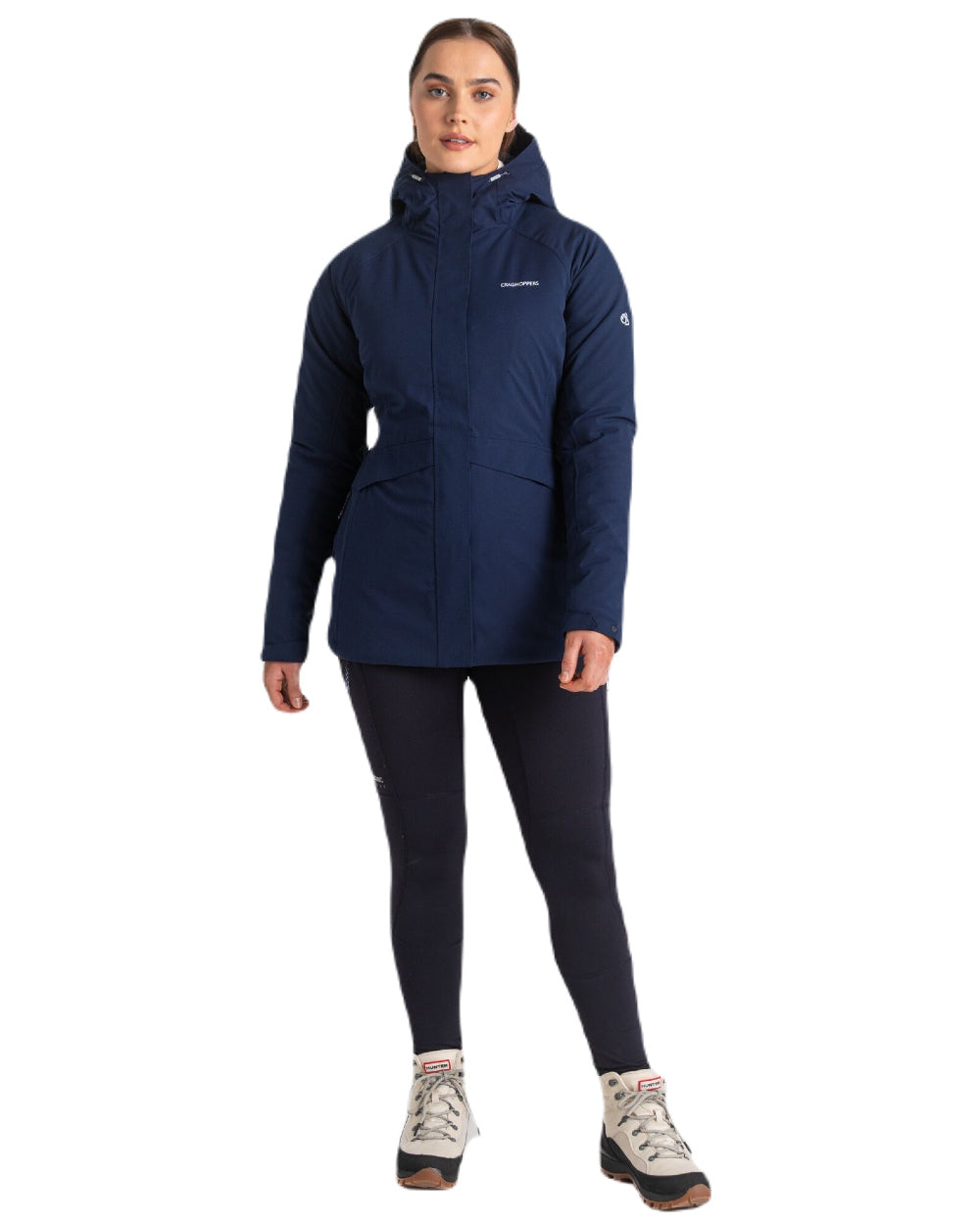 Blue Navy/Blue Navy Coloured Craghoppers Caldbeck Womens Waterproof Thermal Jacket On A White Background 