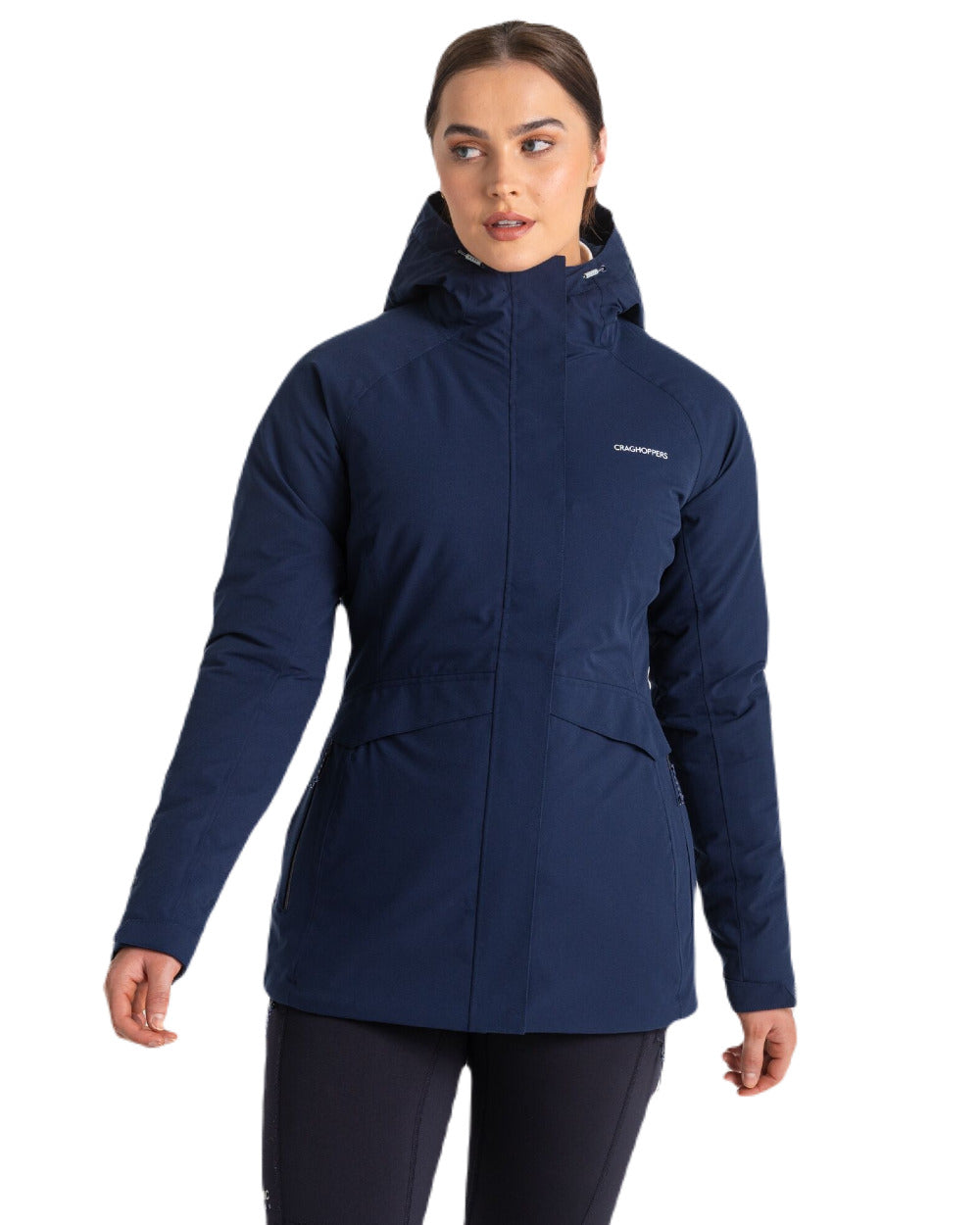 Blue Navy/Blue Navy Coloured Craghoppers Caldbeck Womens Waterproof Thermal Jacket On A White Background 