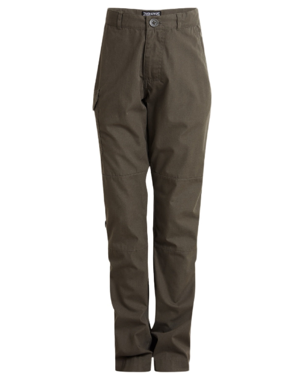 Woodland Green Coloured Craghoppers Childrens Kiwi II Trousers on White Background

