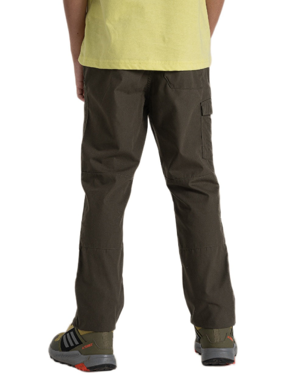 Woodland Green Coloured Craghoppers Childrens Kiwi II Trousers on White Background
