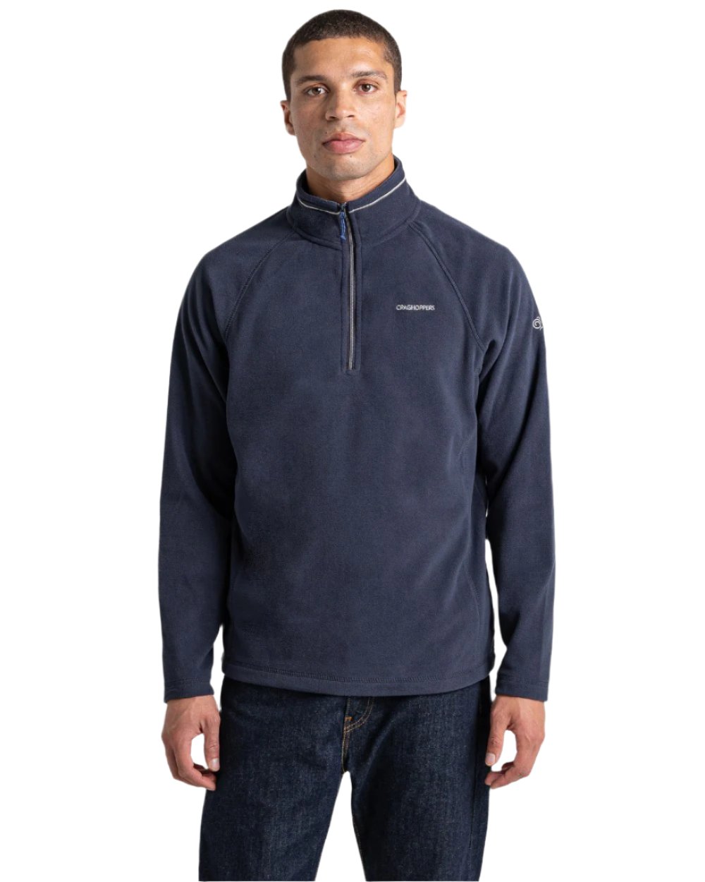 Dark Navy Blue Navy Marl Coloured Craghoppers Corey VI Half Zip Fleece On A White Background 