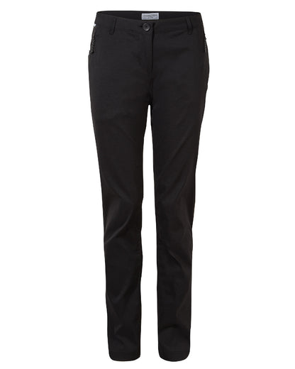 Black Coloured Craghoppers Womens Kiwi Pro II Trousers On A White Background 