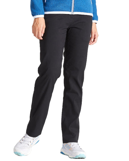 Black Coloured Craghoppers Womens Kiwi Pro II Trousers On A White Background 