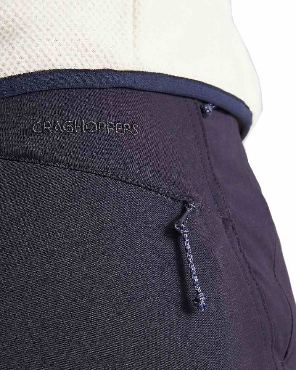 Dark Navy Coloured Craghoppers Womens Kiwi Pro II Trousers On A White Background 