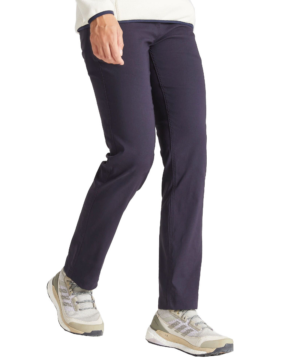 Dark Navy Coloured Craghoppers Womens Kiwi Pro II Trousers On A White Background 