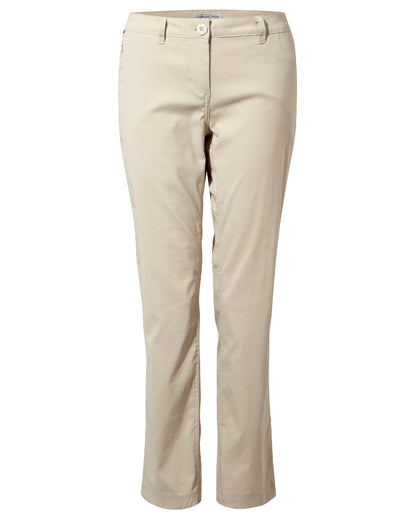 Desert Sand Coloured Craghoppers Womens Kiwi Pro II Trousers On A White Background 