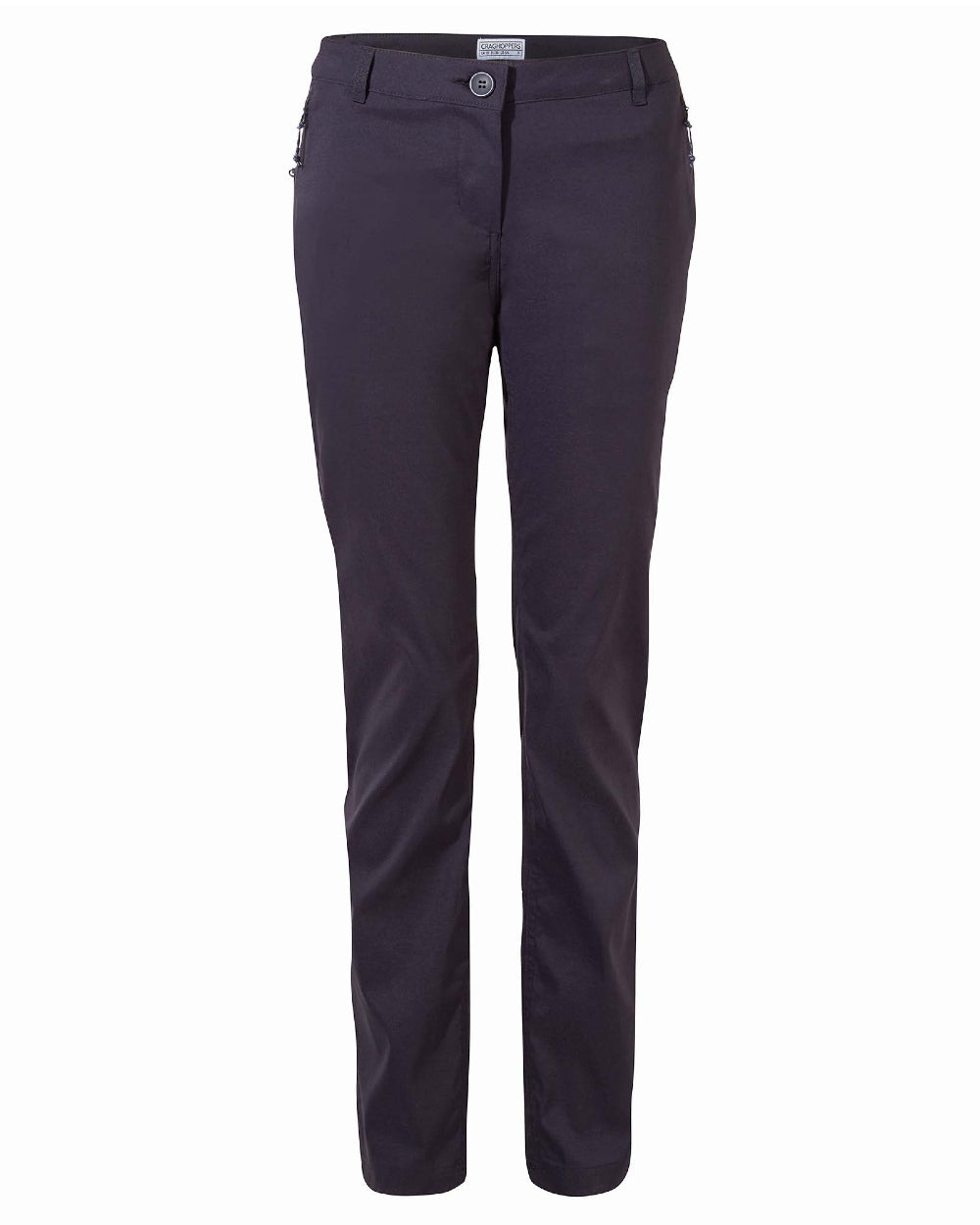 Dark Navy Coloured Craghoppers Womens Kiwi Pro II Trousers On A White Background 