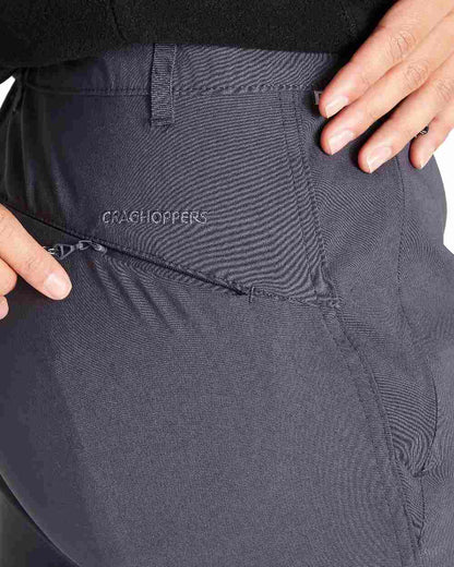 Graphite Coloured Craghoppers Womens Kiwi Pro II Trousers On A White Background 