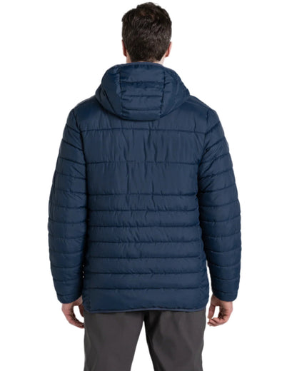 Blue Navy Brisk Blue Coloured Craghoppers Mens Compresslite VIII Hooded Jacket On A White Background 