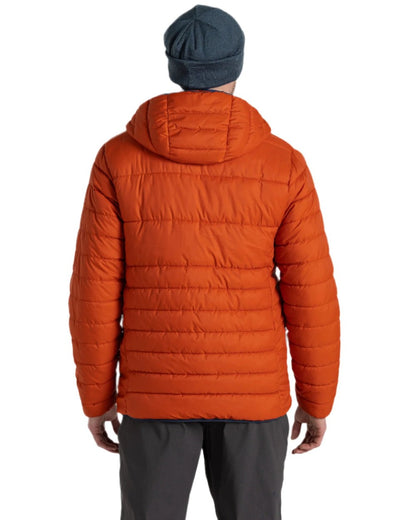 Carnelian Orange Coloured Craghoppers Mens Compresslite VIII Hooded Jacket On A White Background 