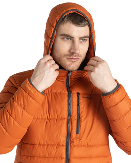 Potters Clay Coloured Craghoppers Mens Compresslite VIII Hooded Jacket On A White Background 