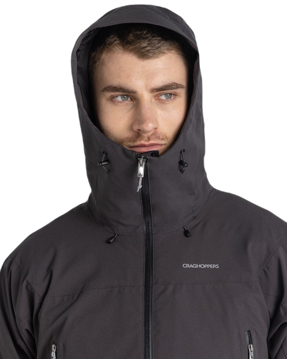 Black Pepper Coloured Craghoppers Mens Dynamic Pro II Waterproof Jacket On A White Background 