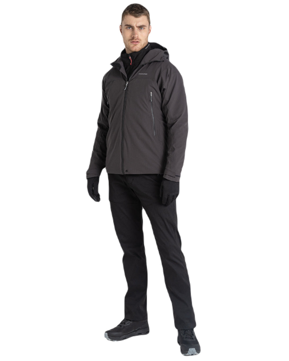 Black Pepper Coloured Craghoppers Mens Dynamic Pro II Waterproof Jacket On A White Background 