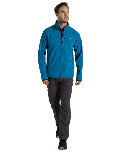 Ocean Teal Coloured Craghoppers Mens Dynamic Pro Full Zip Fleece Jacket on White Background
