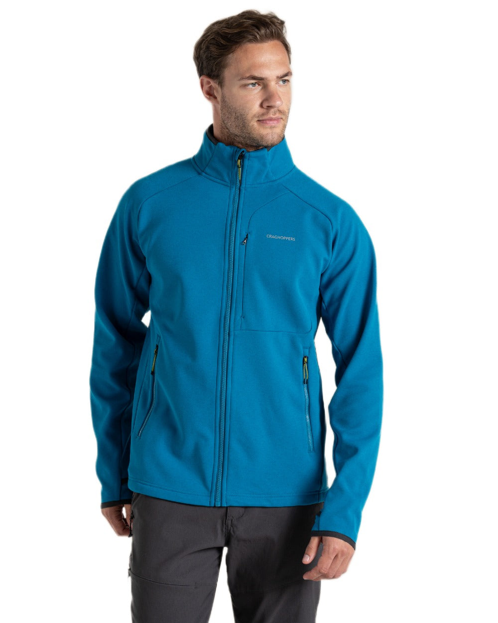 Ocean Teal Coloured Craghoppers Mens Dynamic Pro Full Zip Fleece Jacket on White Background
