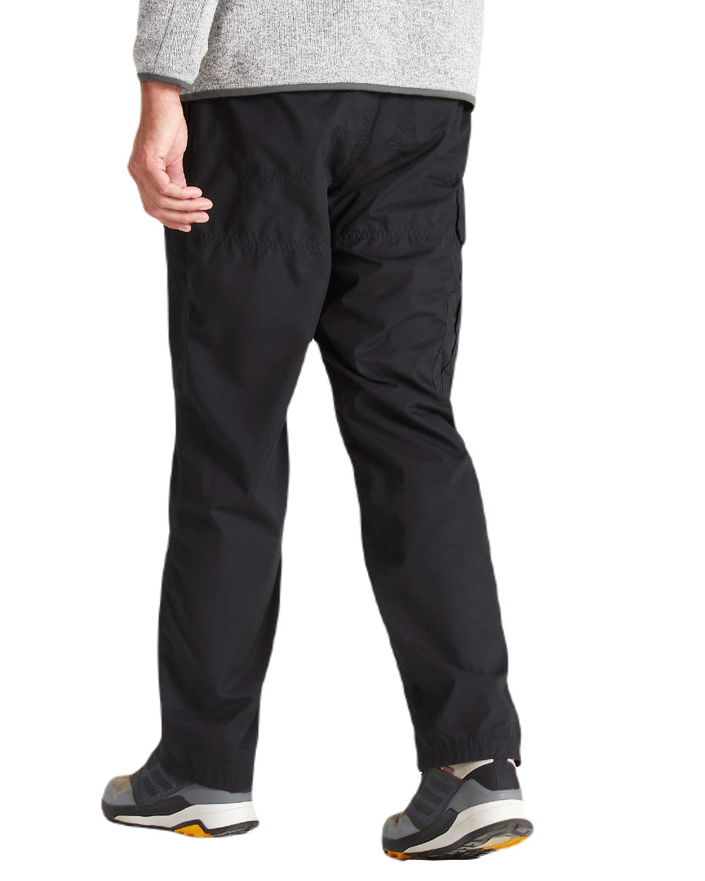 Black Coloured Craghoppers Mens Kiwi Classic Trousers On A White Background 