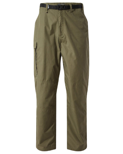 Wild Olive Coloured Craghoppers Mens Kiwi Classic Trousers On A White Background 