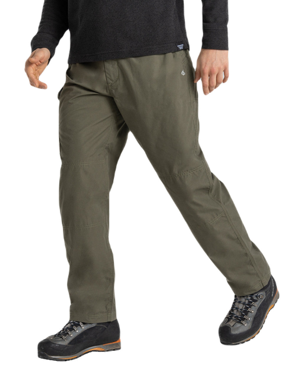 Wild Olive Coloured Craghoppers Mens Kiwi Classic Trousers On A White Background 