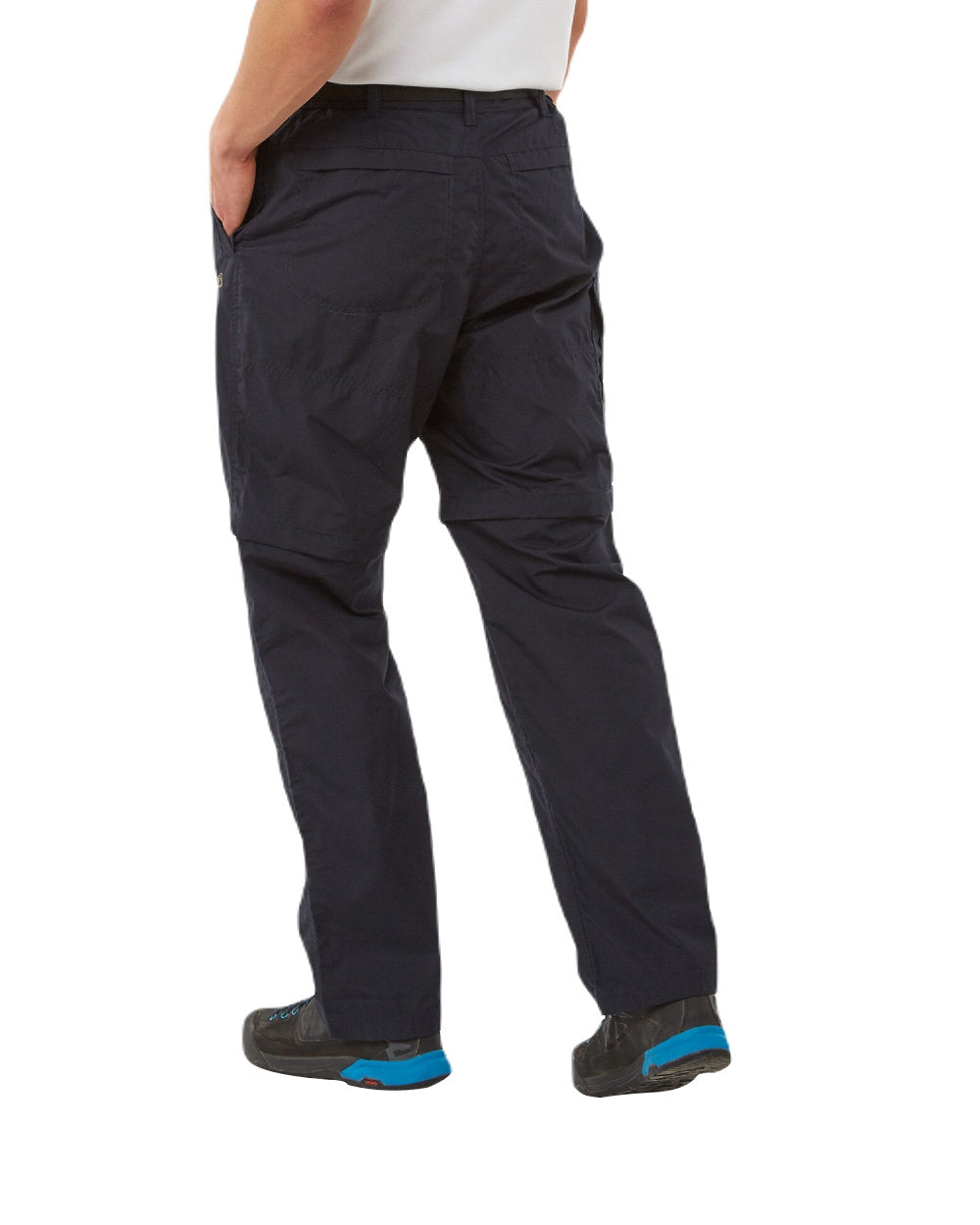 Dark Navy Coloured Craghoppers Mens Kiwi Convertible Trousers On A White Background 