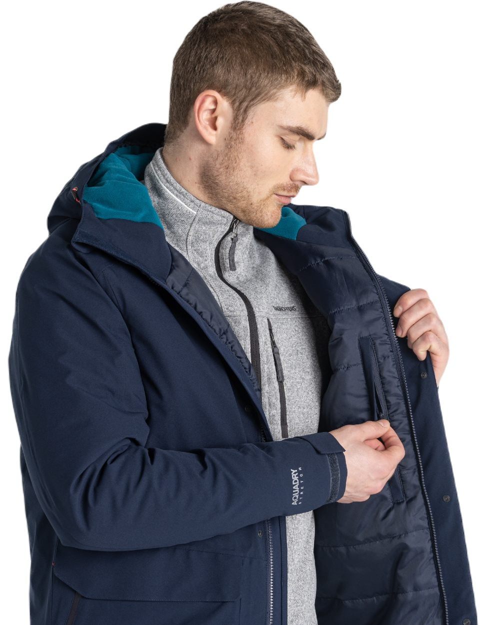 Blue Navy/Lagoon Blue Coloured Craghoppers Mens Lorton Thermic Jacket On A White Background 