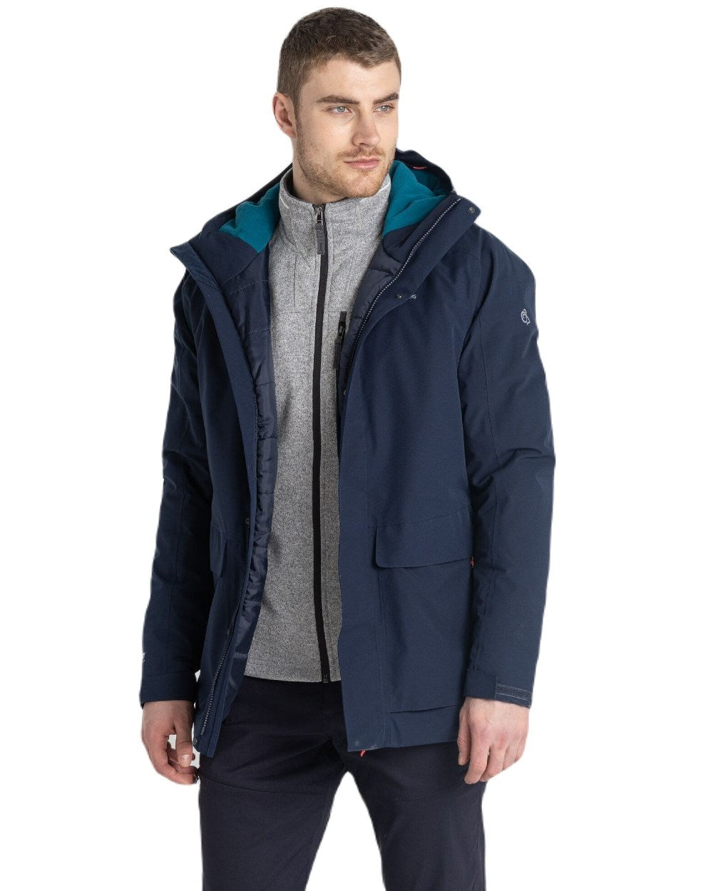 Blue Navy/Lagoon Blue Coloured Craghoppers Mens Lorton Thermic Jacket On A White Background 