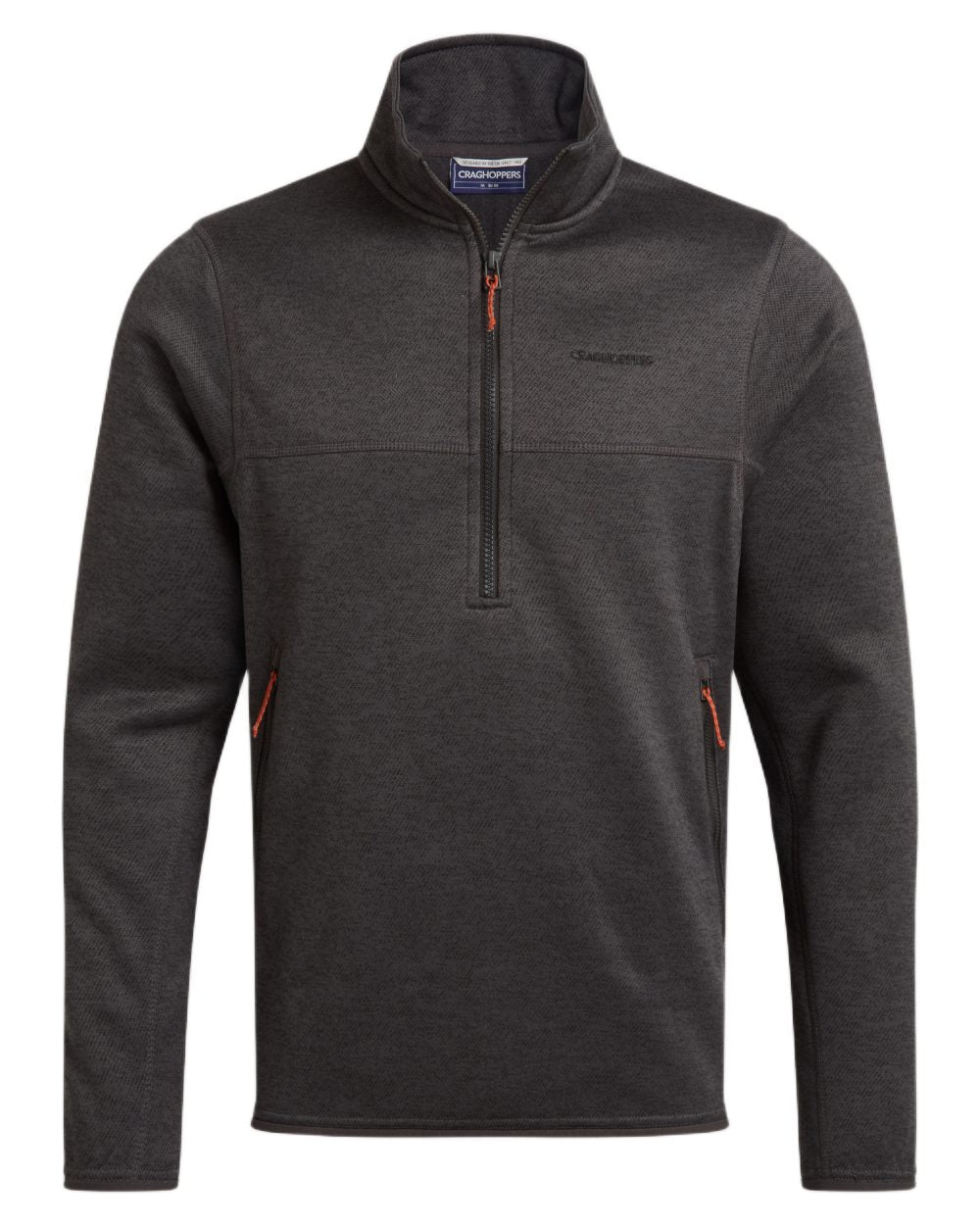 Black Pepper Coloured Craghoppers Mens Mondrago Half Zip Fleece on White Background
