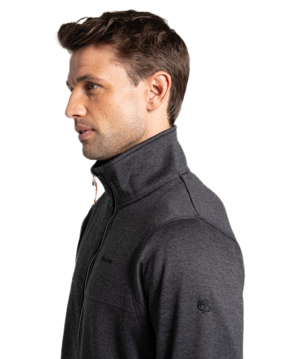 Black Pepper Coloured Craghoppers Mens Mondrago Half Zip Fleece on White Background
