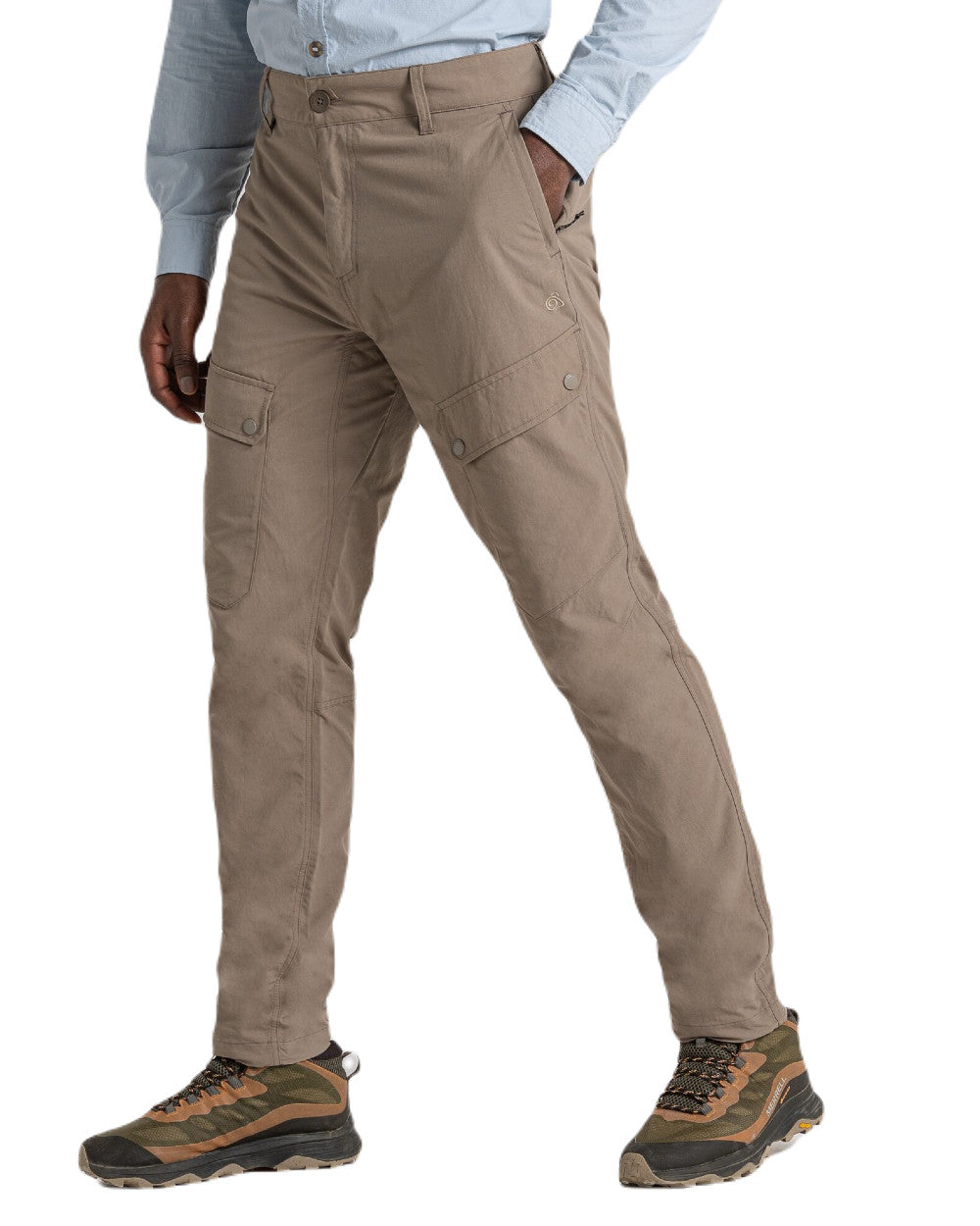 Pebble Coloured Craghoppers Mens NosiLife Adventure Trousers On A White Background 