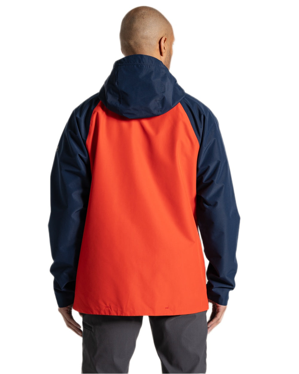 Blue Navy Pimento Red Coloured Craghoppers Mens Osuna Waterproof Jacket on White Background
