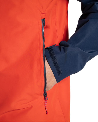 Blue Navy Pimento Red Coloured Craghoppers Mens Osuna Waterproof Jacket on White Background
