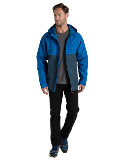 Fresh Blue Stone Coloured Craghoppers Mens Osuna Waterproof Jacket on White Background
