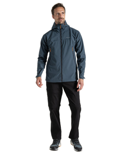 Blue Stone Coloured Craghoppers Mens Seer Hooded Jacket on White Background
