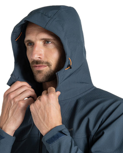 Blue Stone Coloured Craghoppers Mens Seer Hooded Jacket on White Background
