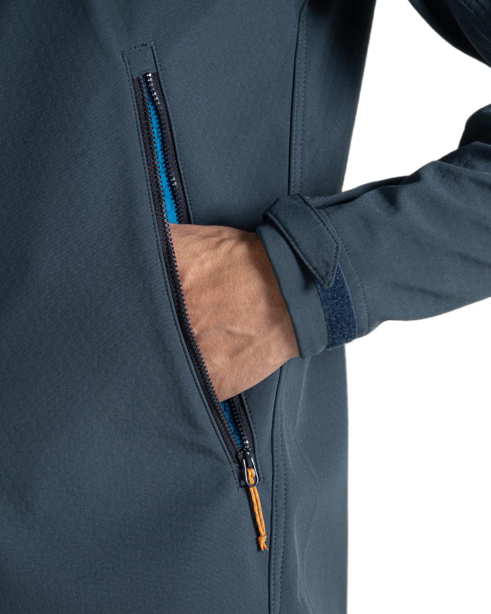 Blue Stone Coloured Craghoppers Mens Seer Hooded Jacket on White Background
